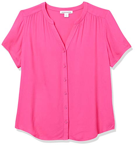Bright Pink Women's Short-Sleeve Woven Blouse