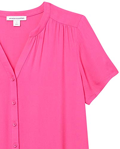 Bright Pink Women's Short-Sleeve Woven Blouse