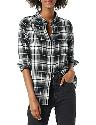 Essential Women's Plaid Flannel Shirt - Black White