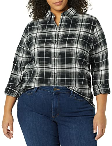 Essential Women's Plaid Flannel Shirt - Black White
