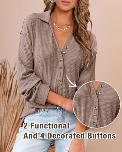 BTFBM Women's Casual Long Sleeve Button Down Blouse