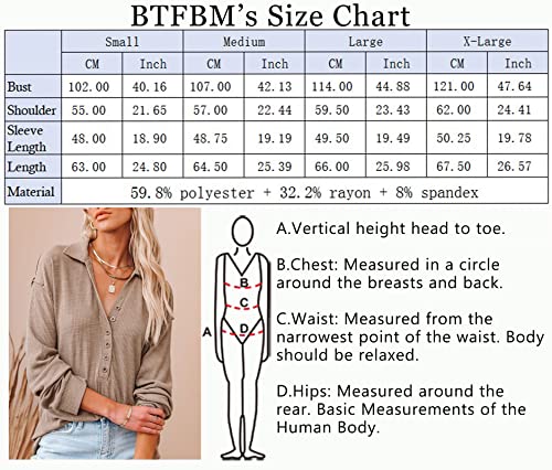 BTFBM Women's Casual Long Sleeve Button Down Blouse