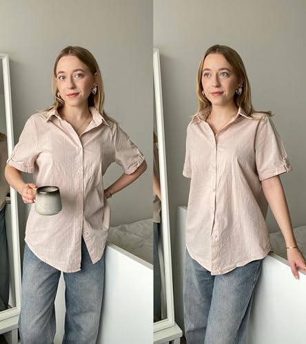 Plus Size Short Sleeve Button Down Linen Shirt