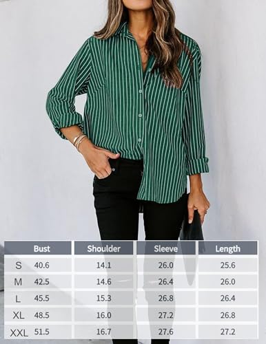 Zeagoo Women's Striped Long Sleeve Button-Down Blouse