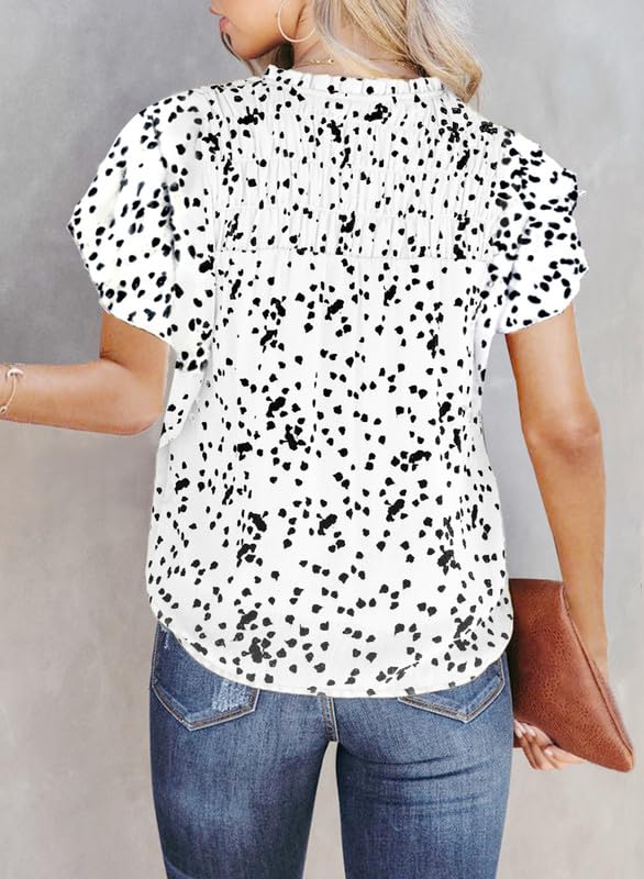 Dokotoo Women's Chiffon Floral Blouse - Trendy White