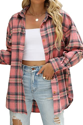 CHYRII Women's Plaid Button-Down Flannel Shirt