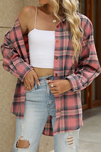 CHYRII Women's Plaid Button-Down Flannel Shirt