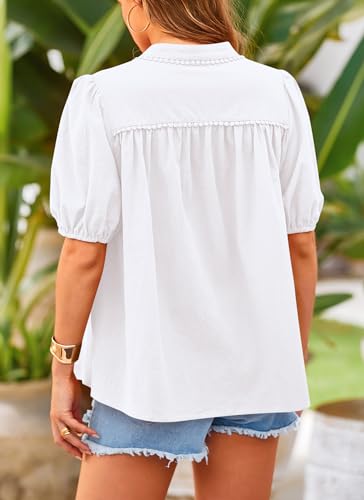 PRETTYGARDEN Women's Summer V-Neck Lantern Sleeve Top
