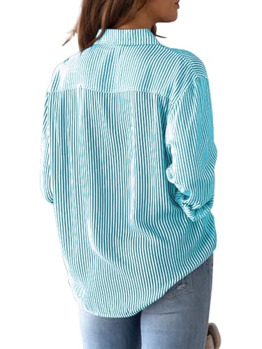 CUNLIN Women's 3/4 Sleeve Blue Green Blouse