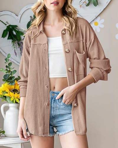 PRETTYGARDEN Women's Long Sleeve Button Down Shacket