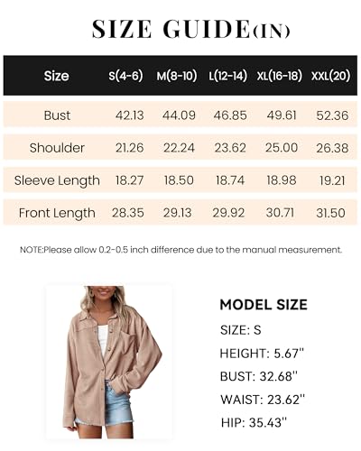 PRETTYGARDEN Women's Long Sleeve Button Down Shacket
