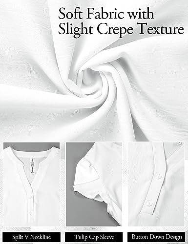 Blooming Jelly White Button Down Short Sleeve Blouse