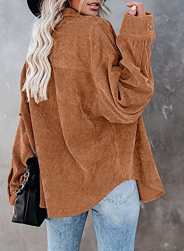 Beyove Women's Oversized Corduroy Button Down Shirt