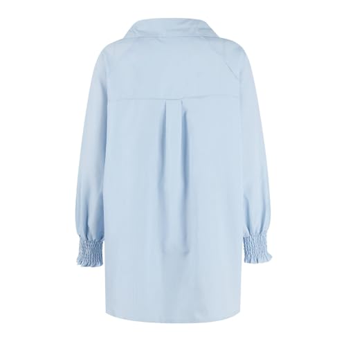 Light Blue Striped Long Sleeve Women's Blouse