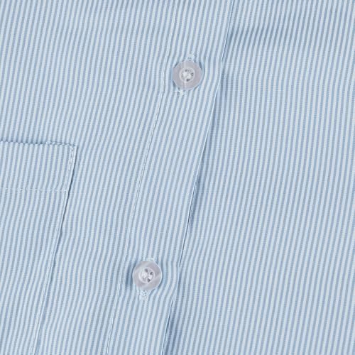 Light Blue Striped Long Sleeve Women's Blouse