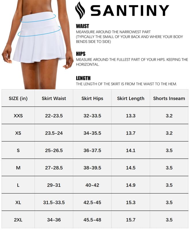 SANTINY Women's High Waisted Pleated Tennis Skirt