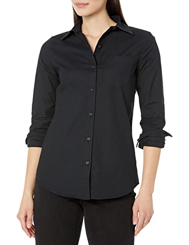 Women's Plus Size Black Stretch Oxford Shirt, X-Large