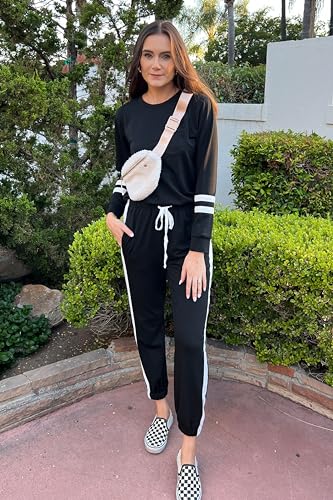 RUBZOOF Women's Black Loungewear Tracksuit Set 3XL