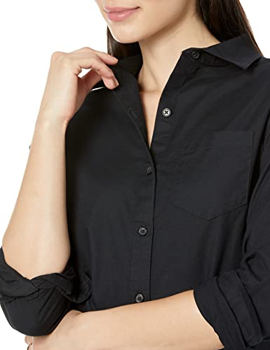 Women's Plus Size Black Stretch Oxford Shirt, X-Large