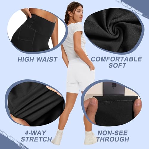 High Waisted Biker Shorts with Pockets for Women