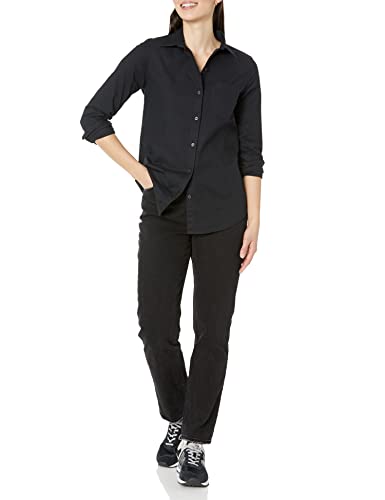 Women's Plus Size Black Stretch Oxford Shirt, X-Large