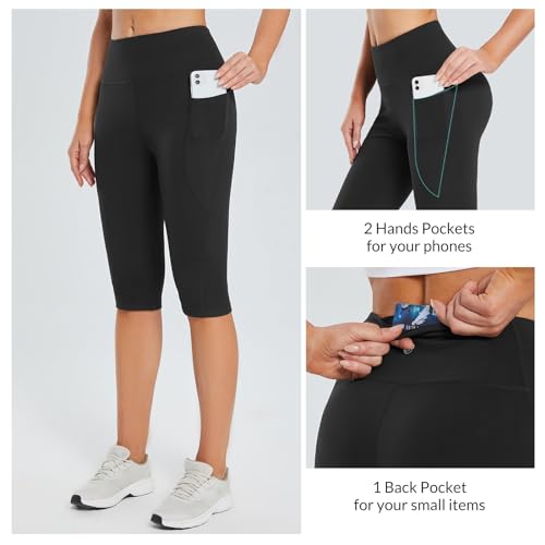 BALEAF Women's High Waisted Capri Leggings with Pockets