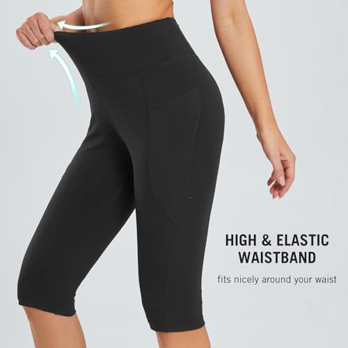 BALEAF Women's High Waisted Capri Leggings with Pockets