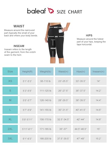 BALEAF Women's High Waisted Capri Leggings with Pockets