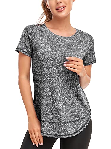 Dark Grey Women's Crew Neck Activewear Top