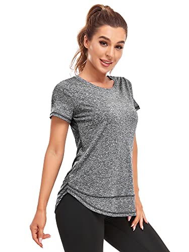 Dark Grey Women's Crew Neck Activewear Top