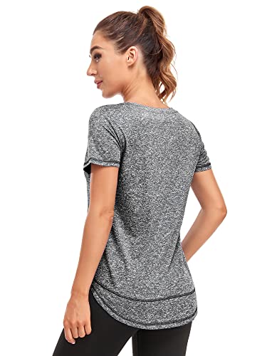 Dark Grey Women's Crew Neck Activewear Top