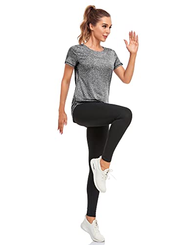 Dark Grey Women's Crew Neck Activewear Top