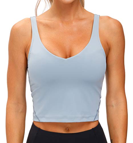 Denim Blue Wirefree Padded Longline Sports Bra