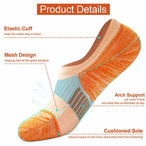 Cushioned No Show Socks for Women - 6 Pairs