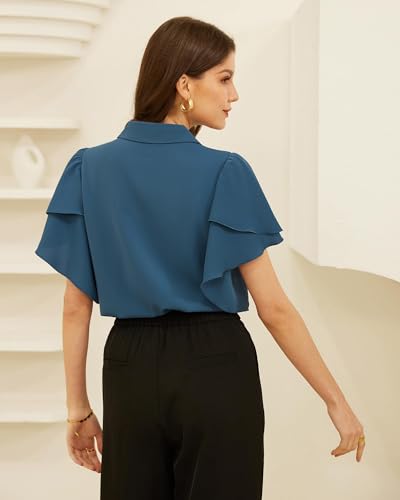 Grace Karin Women's Summer V-Neck Button Down Shirt