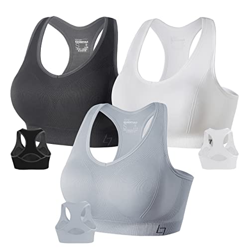 FITTIN Pack of 3 Padded Racerback Sports Bras