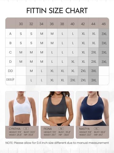 FITTIN Pack of 3 Padded Racerback Sports Bras