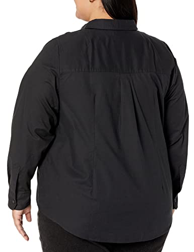 Women's Plus Size Black Stretch Oxford Shirt, X-Large