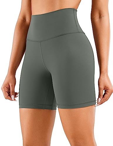 Women's High Waist 6" Biker Shorts - Grey Sage