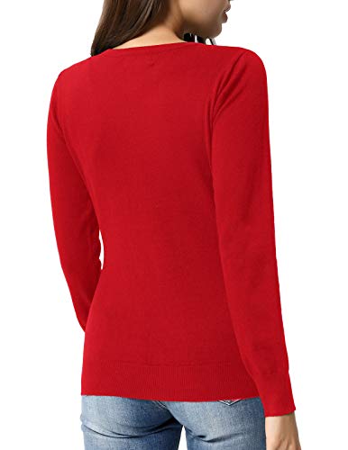 Women's Classic Long Sleeve Knit Cardigan in Red