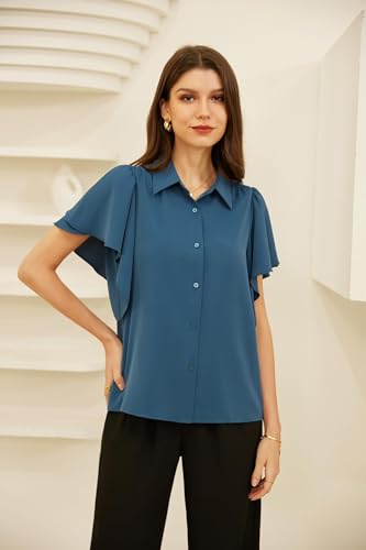 Grace Karin Women's Summer V-Neck Button Down Shirt
