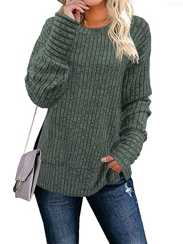 Women’s Green Crew Neck Long Sleeve Sweatshirt