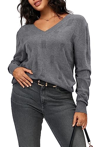 Arach&Cloz Trendy V Neck Long Sleeve Sweater