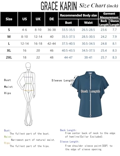 Grace Karin Women's Summer V-Neck Button Down Shirt