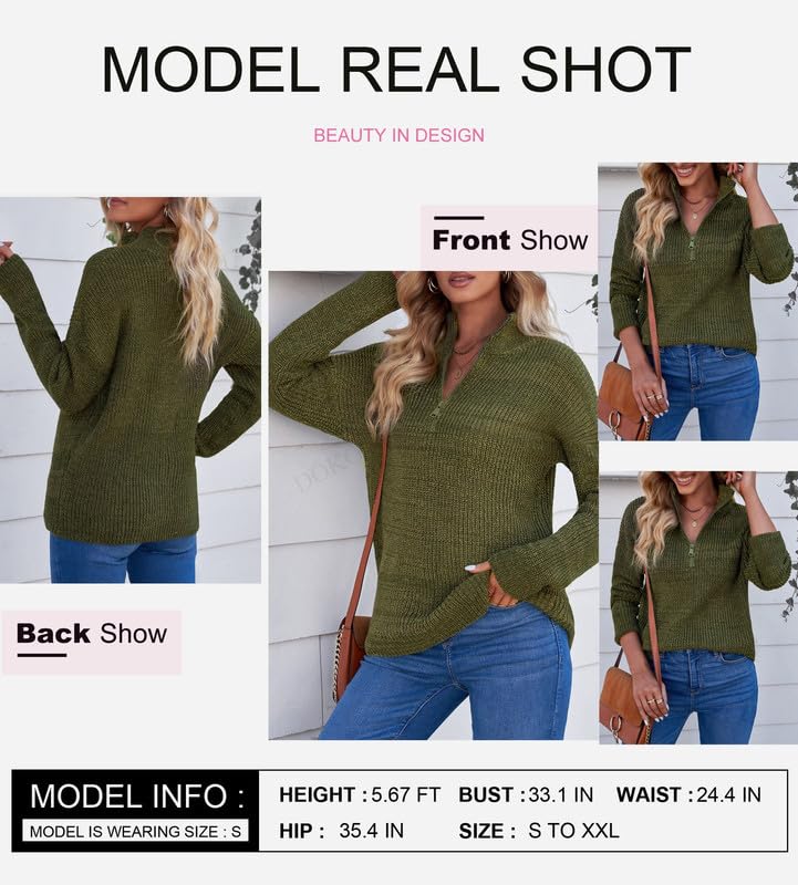 Dokotoo Green Waffle Knit Zip Pullover Medium