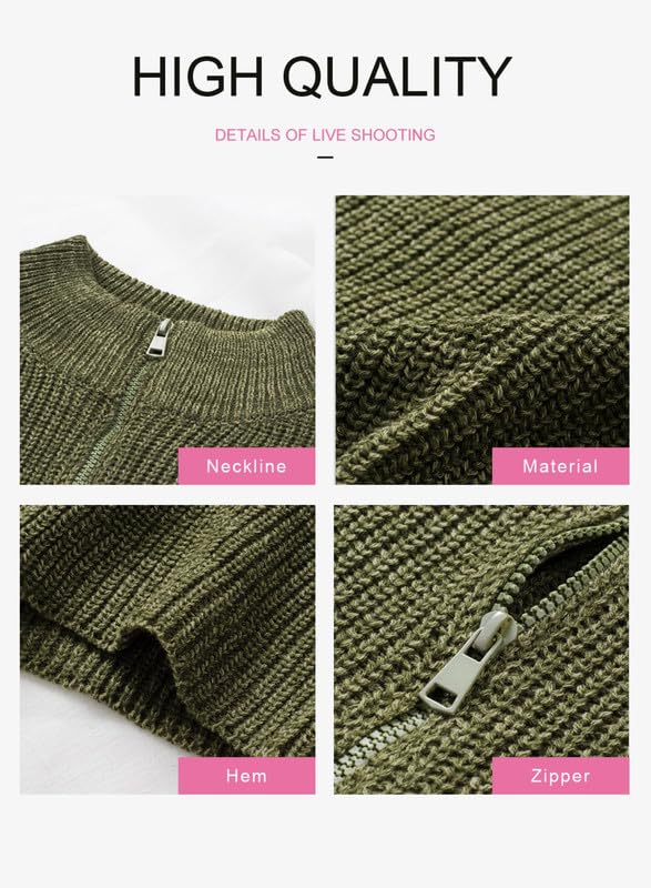 Dokotoo Green Waffle Knit Zip Pullover Medium