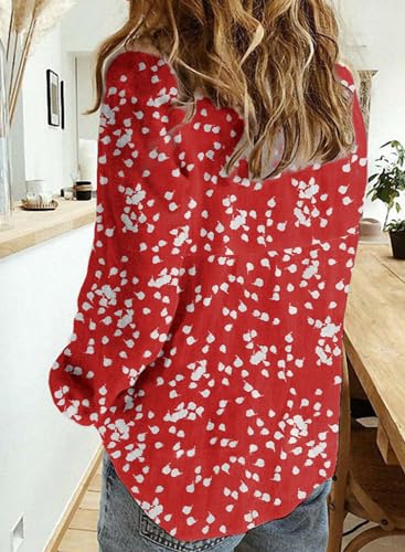 Alicia Floral Print V Neck Chiffon Blouse, Red