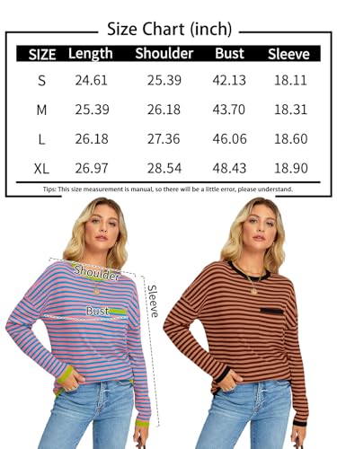 LILLUSORY Women's Trendy Striped Oversized Sweater Top