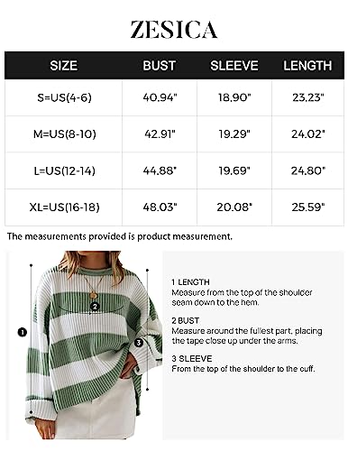 ZESICA Women's Oversized Striped Knit Pullover Sweater