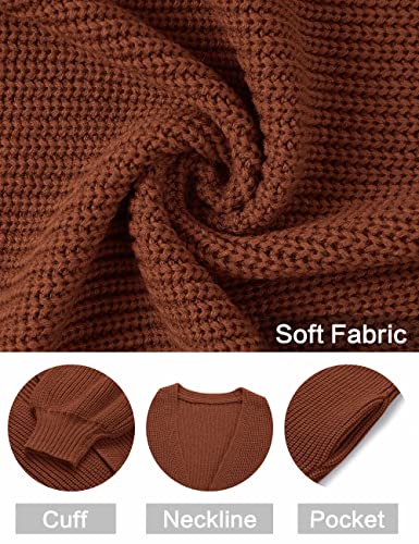 MEROKEETY Women's Oversized Lantern Sleeve Cardigan - Caramel